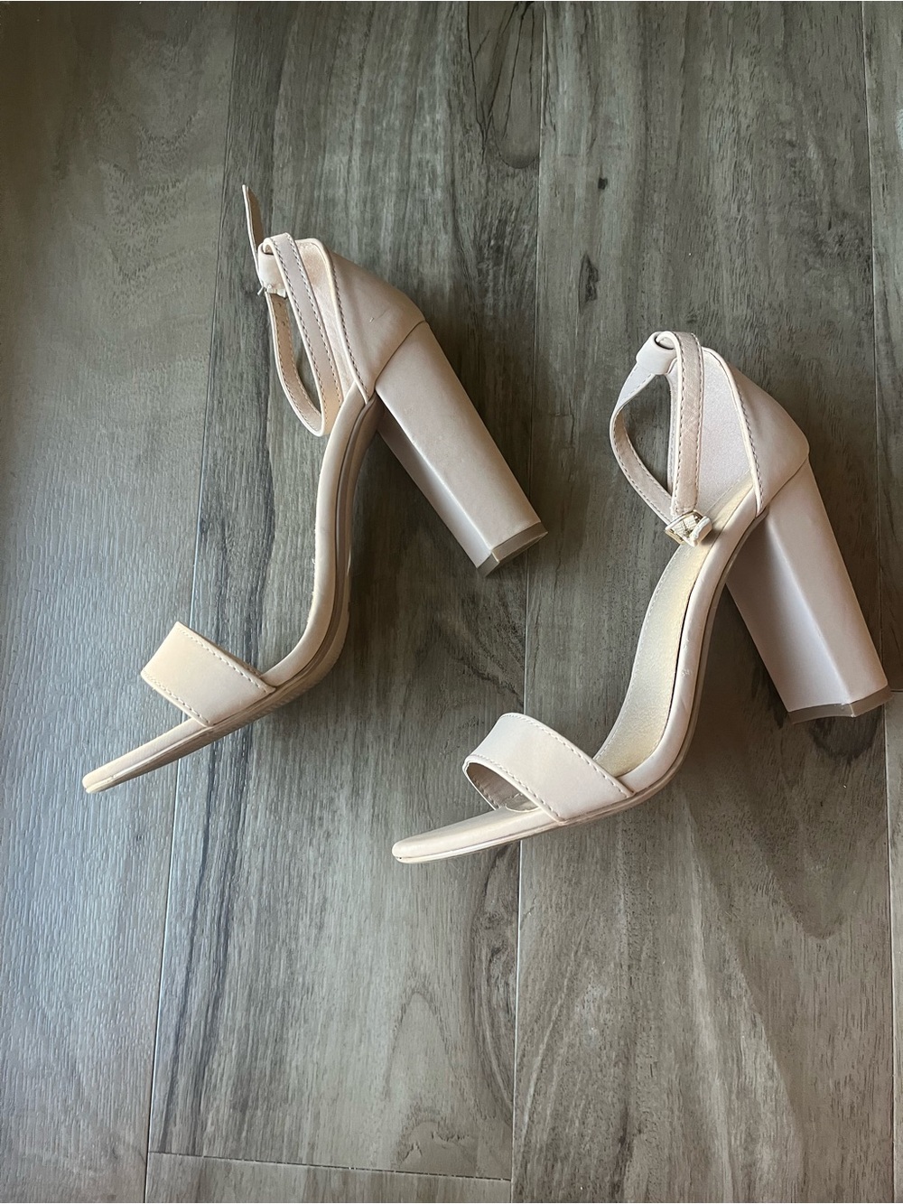 Charlotte Russe Nude Block Heel Ankle-Strap Sandals